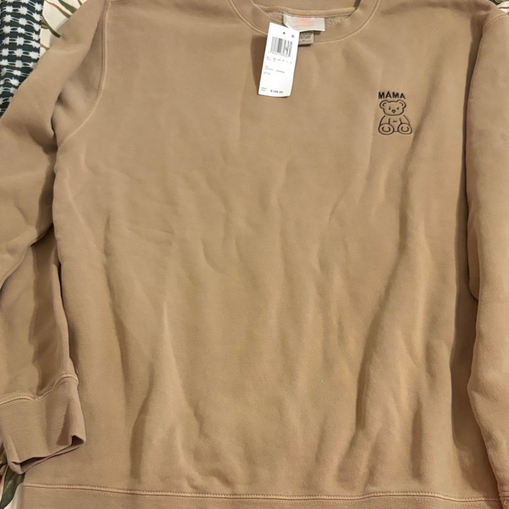 Tan Sweatshirt with Bear Design